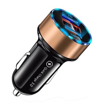 ŁADOWARKA DO AUTA MIERNIK NAPIĘCIA QC 3.0 ZŁOTA