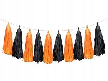 Girlanda Halloween Frędzle czarno-pomarańczowa