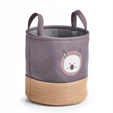 KOSZ NA ZABAWKI DLA DZIECI TEKSTYLNY OKRĄGŁY Z UCHWYTAMI Ø 30cm szary