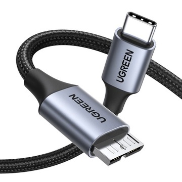 Кабель USB C/micro USB-B 3.0 Ugreen US565 5Гбит/с 3А 0,5м - серый