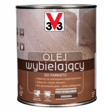 V33 Olej wybielający do parkietu podłogi BIAŁY MAT