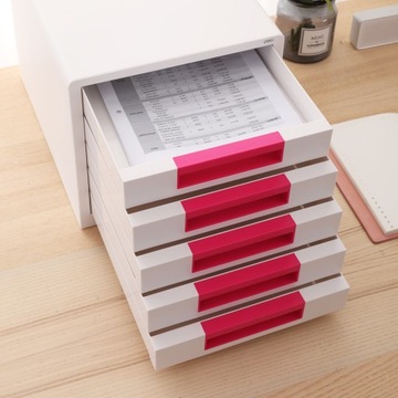 Бело-розовый контейнер с 5 ящиками Deli Z01043