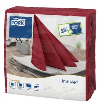 Serwetka Linstyle bordowa obiadowa - Tork 478855
