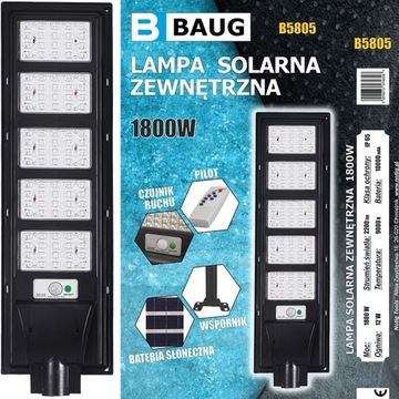 LAMPA SOLARNA ZEWNĘTRZNA 1800W BAUG