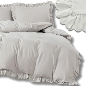 POŚCIEL Z FALBANKĄ 200x220 +2 POSZEWKI KOMPLET POŚCIELI Z FALBANĄ