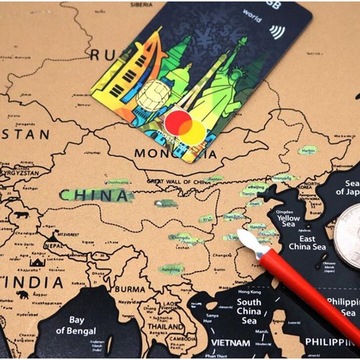 СКРЕТЧ-КАРТА МИРА С ФЛАГАМИ АКСЕССУАРЫ в подарок