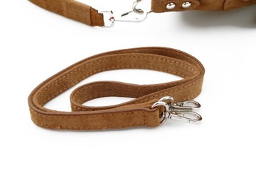 VERA PELLE torebka damska zamszowa worek z paskiem i frędzelkami C.JEANSOWA