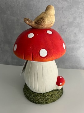 Figurka ogrodowa PTAK GRZYB JESIEŃ OGRÓD 31,5 cm