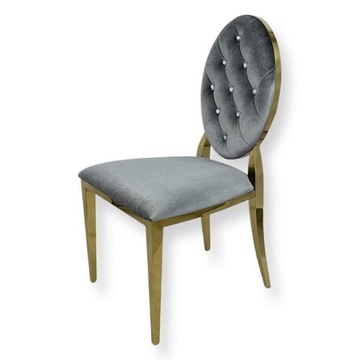 Krzesło Ludwik Gold glamour Grey złote pikowane