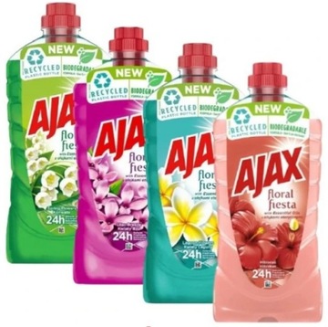 AJAX Floral Fiesta ZESTAW MIX płyn uniwersalny do podłóg z olejkami 4x 1l