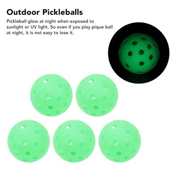 5шт Шарики Pickleball 40 отверстий светящиеся 74мм