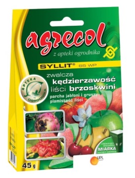 SYLLIT 65WP NA CHOROBY DRZEW OWOCOWYCH KĘDZIERZAWOŚĆ LIŚCI PARCH JABŁONI