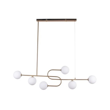 Lampa Sufitowa Wisząca Żyrandol Do Salon JadalniZłota 6 Kul Szklanych
