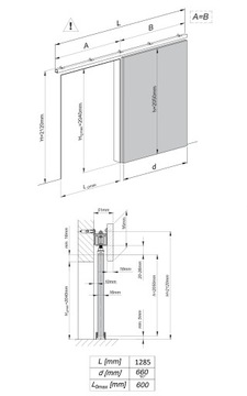 Drzwi przesuwne naścienne MULTI 60 zabudowa z maskownicą