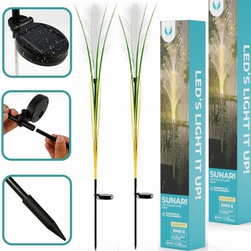 Pochodnia solarna LED trawa pampasowa do ogrodu wbijanay lampion zestaw 2sz