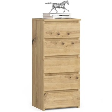 Komoda do sypialni 5 szuflad 40 cm dąb artisan
