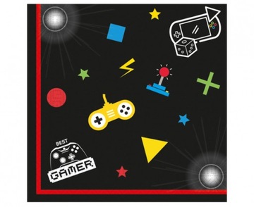 SERWETKI PAPIEROWE GAMING PARTY GRA CZARNE 20szt