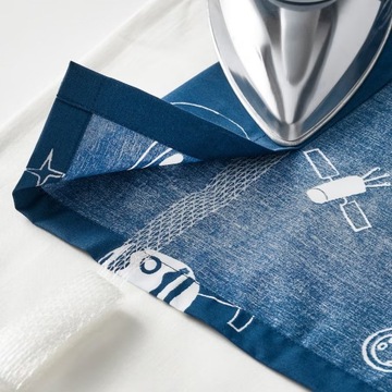 4 szt. AFTONSPARV Zasłony z wiązaniami, - kosmos niebieski/biały 120x300