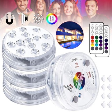 4X ZATAPIALNE ŚWIATŁO BASENOWE LED, WODOODPORNE LAMPY, PODWODNE ŚWIATŁA RGB