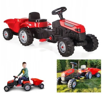 Детский педальный трактор с прицепом Черный, Красный