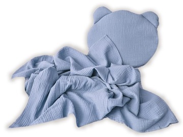 KOMPLET MUŚLINOWY OTULACZ koc + PODUSZKA TEDDY
