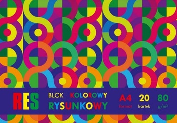BLOK RYSUNKOWY A4 szkolny 20 kartek KOLOROWY mix