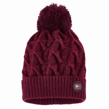 Czapka Tommy Hilfiger WOMEN POM POM BEANIE DEEP BURGUNDY PUDEŁKO