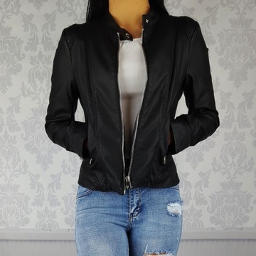 КОЖАНАЯ КУРТКА ЖЕНСКАЯ ЧЕРНАЯ КОЖАНАЯ