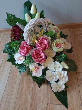 Украшение кладбища МОГИЛА композиция ВЕСНА ПАСХА НАБОР тюльпанов