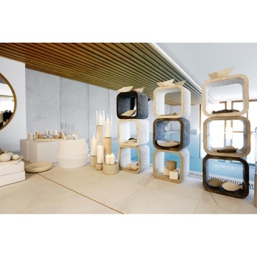 ŚWIECZNIK LAMPION SZKLANY + BETON ARCHITEKTONICZNY