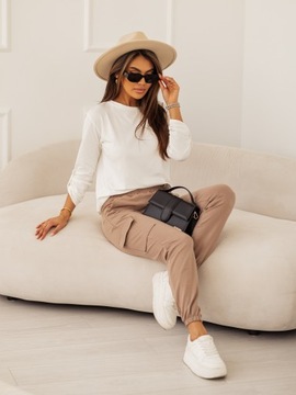 ЖЕНСКИЙ ХЛОПКОВЫЙ КОМПЛЕКТ, БЛУЗКА С ДЛИННЫМ РУКАВОМ, БРЮКИ-КАРГО