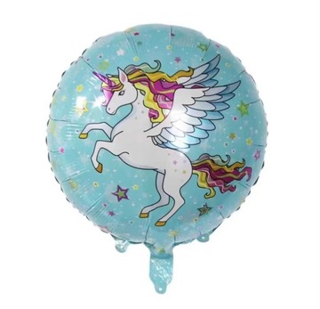 BALON FOLIOWY NA HEL OKRĄGŁY JEDNOROŻEC Z SKRZYDŁA