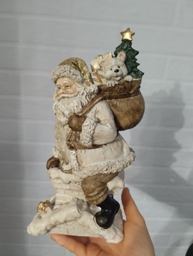 Статуэтка Деда Мороза в дымоходе, бежевый Glamour home&you Christmas glam