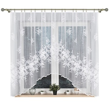 ГОТОВАЯ БЕЛАЯ ЖАККАРДОВАЯ ШТОРА БЕЗ ГЛАЖКИ ДЛЯ КУХНИ 400х160 ЛЯГУШКИ