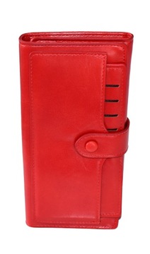Большой кошелек из кожзаменителя, красный удобный женский кошелек для монет