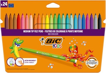 BIC KIDS KID COULEUR МАРКЕРЫ, МАРКЕРЫ, МОЮЩИЕСЯ МАРКЕРЫ НА ВОДНОЙ ОСНОВЕ ДЛЯ ДЕТЕЙ x24