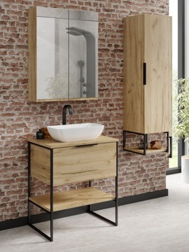 KUBA 80 отдельностоящая тумба для ванной комнаты с накладной раковиной, промышленный шкаф