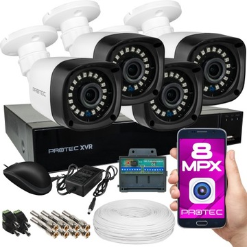 ZESTAW 4 KAMERY 8MPX WYSOKA JAKOŚĆ 4K Bez HDD podgląg na aplikacji online