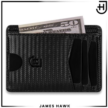 James Hawk Zip Wallet skórzany portfel Cienki 0,3 cm + GRATIS kosmetyczka