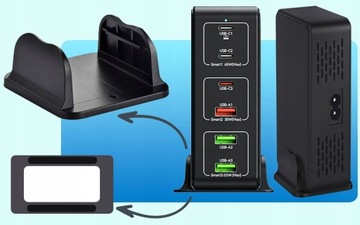 БЛОК ПИТАНИЯ БЫСТРОЕ ЗАРЯДНОЕ УСТРОЙСТВО ЗАРЯДНАЯ СТАНЦИЯ 6xПОРТОВ USB 120 Вт 3xUSB-C PD 3xUSB