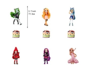 Rainbow high urodziny topery do babeczek tort cupcaketoppers 6 szt