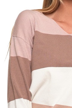 ЖЕНСКИЙ СВОБОДНЫЙ ДЖЕМПЕР С ДЛИННЫМ РУКАВОМ, ТОНКИЙ ДЖЕМПЕР ИЗ ВИСКОЗЫ MORAJ, В ПОЛОСКУ, Размер XL