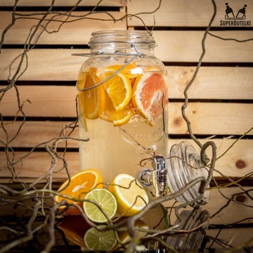 СТЕКЛЯННАЯ БАНКА 4 Л + КРАН ДЛЯ ЛИМОНАДНЫХ СОКОВЫХ НАПИТКОВ