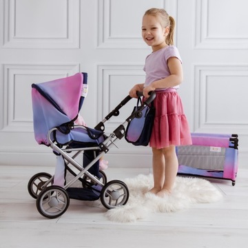 Набор коляска 3в1 для кукол, СУМКА-ПОСТАЛЬНОЕ, ПОСТЕЛЬНОЕ ПРИНАДЛЕЖНОСТИ