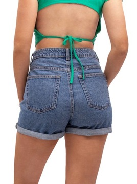 krótkie spodenki JEANSOWE damskie dżinsowe MOM FIT bermudy modne 40 L FIRI