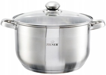 Duży Szeroki Srebrny Garnek Z Pokrywką INDUKCJA GAZ 17L 34CM PREMIUM ZILNER