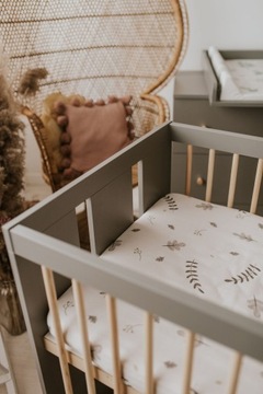 Деревянная детская КРОВАТЬ 120х60 с контейнером и барьером Сосна Графит ПАУ