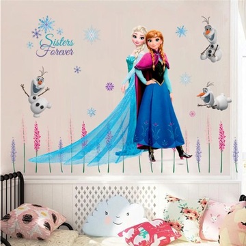 Śliczne Olaf Elsa królowa Anna księżniczka Anime naklejki ścienne listwa przypodłogowa do pokoju dziecięcego