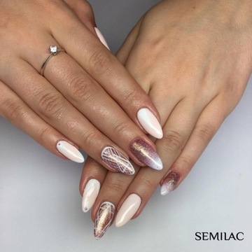 SEMILAC 094 Гибридный лак для ногтей Pink Gold золотисто-розовый 7 мл