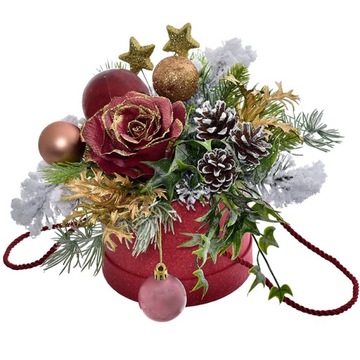 STROIK ŚWIĄTECZNY NA STÓŁ FLOWER BOX BOŻE NARODZENIE KOMPOZYCJA ŚWIERK GŁÓG